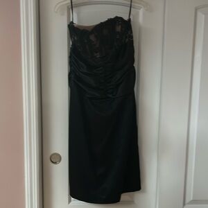 Scott McClintock strapless dress. Satin. Black.